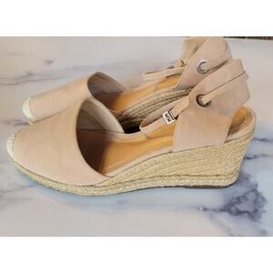 Schutz Womens Wedge Espadrille Heel Platform Sandals Ankle Strap Pink Beige 10 B